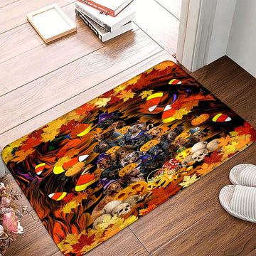 Dog Halloween Doormat - Dog Witch And Halloween Pumpkin Fall Pattern Doormat - Gifts For Dog Lovers