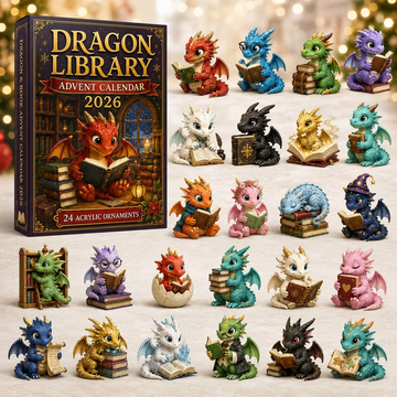 Dragon Library Advent Calendar 2026 - 24-Day Countdown, Acrylic Charms Every Day Bring New Suprises