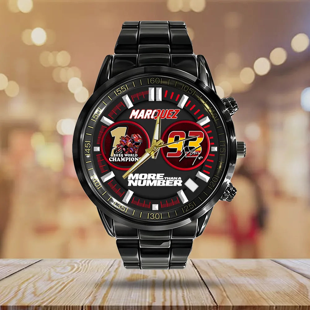 Ducati Lenovo Team x Marc Márquez 2025 World Champion Black Stainless Steel Watch – HOATT13506
