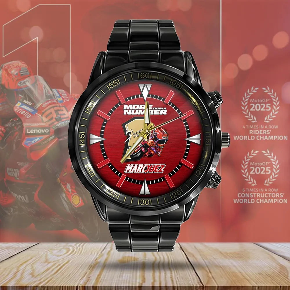 Ducati Lenovo Team x Marc Márquez 2025 World Champion Black Stainless Steel Watch – HOATT13597