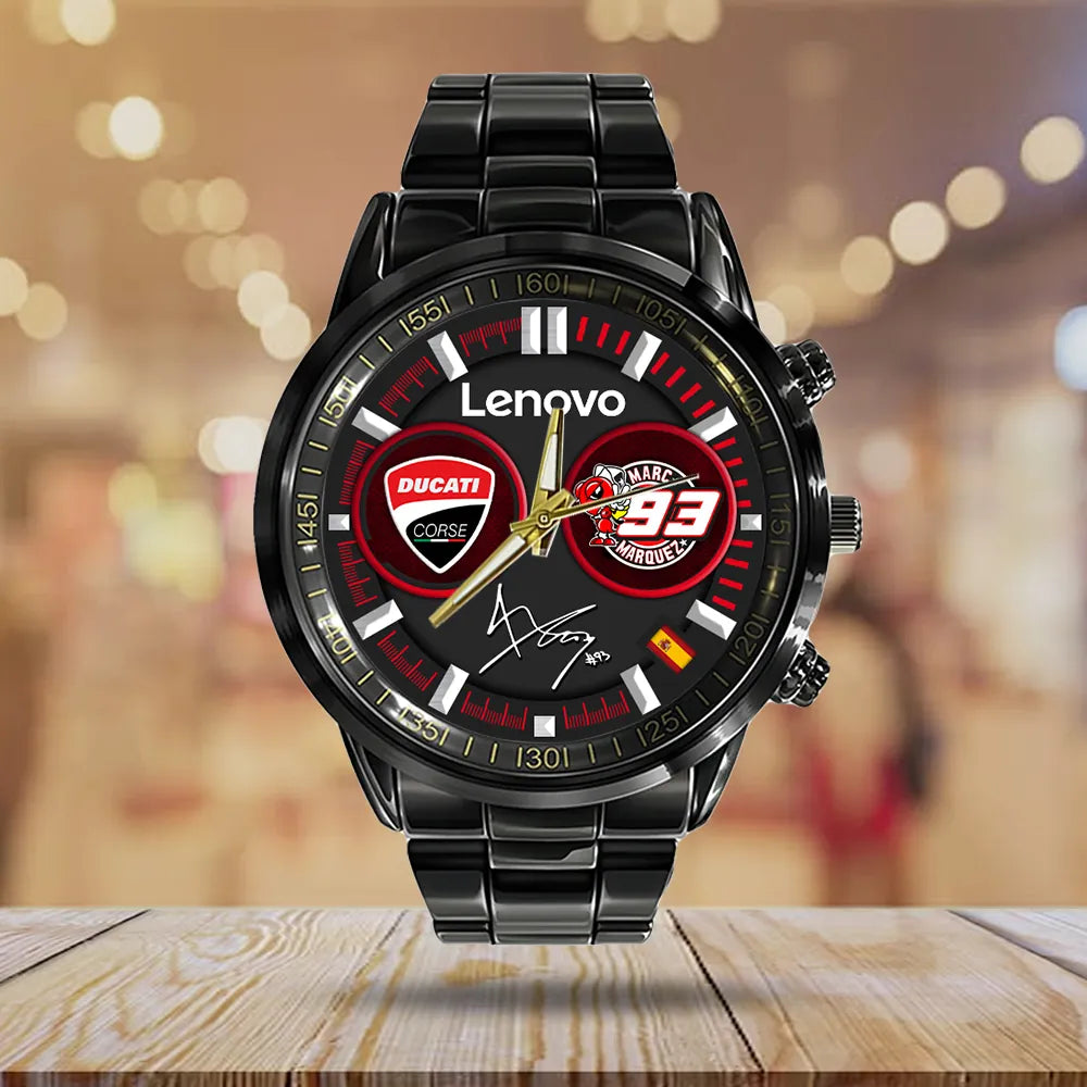 Ducati Lenovo Team x Marc Márquez Black Stainless Steel Watch – HOATT 9341