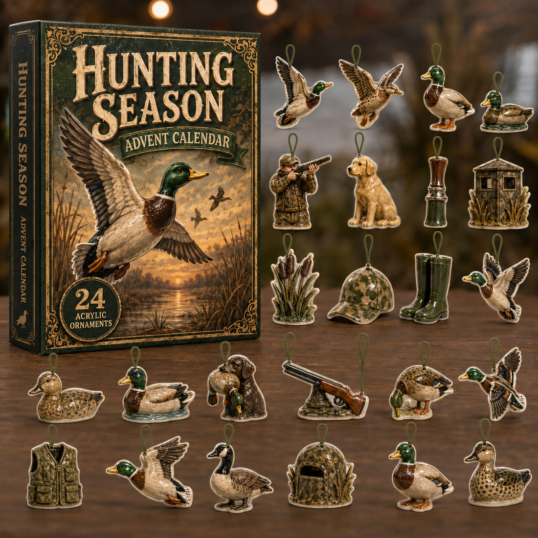 Duck Hunting Season Advent Calendar 2026 24 Day Festive Countdown Acrylic Charms Blind Box Gift For Hunting Lovers