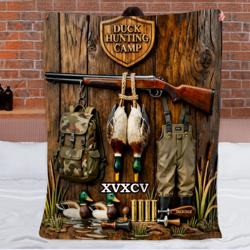 Duck Hunting Season Customized Blanket - Personalized Name - Gift For Hunting Lovers0001