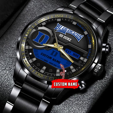 Duke Blue Devils NCAA Personalized Black Stainless Steel Watch Gift For Fans
