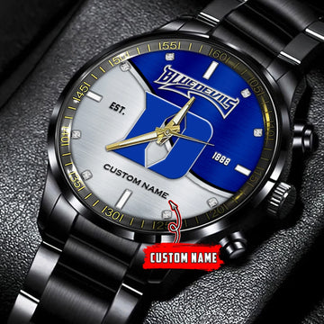 Duke Blue Devils Personalized Black Stainless Steel Watch Gift For Fans