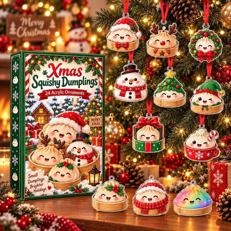 Dumpling Christmas Advent Calendar 24 Day Acrylic Ornament Countdown Cute Dumpling Christmas Decor Christmas Countdown Box