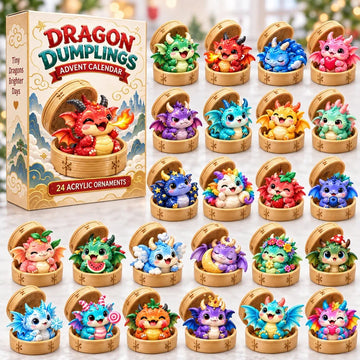 Dumpling Dragon Advent Calendar 2026 - 24-Day Countdown, Acrylic Charms