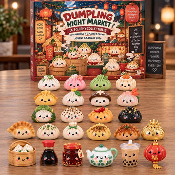 Dumpling Night Market Advent Calendar 2026 - 24-Day Countdown, Acrylic Charms