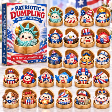 Dumpling Patriotic Advent Calendar 2026 - 24-Day Countdown, Acrylic Charms