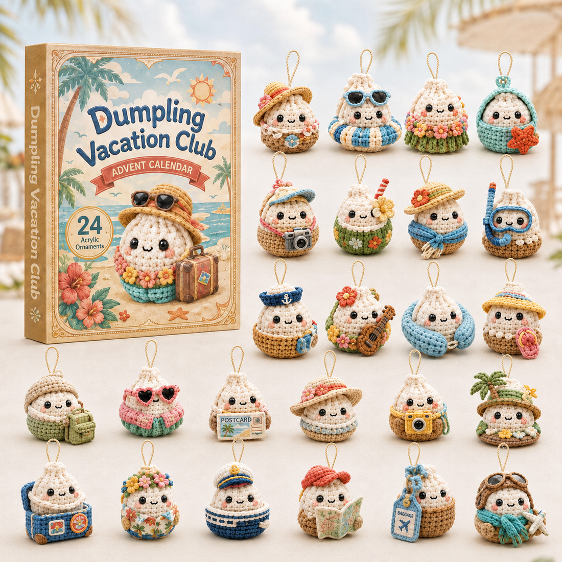 Dumpling Vacation Club Advent Calendar 2026 24 Day Festive Countdown Acrylic Charms Blind Box Gift For Crochet Lovers