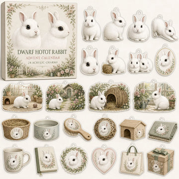 Dwarf Hotot Rabbit Advent Calendar 2026 - 24-Day Countdown, Acrylic Charms