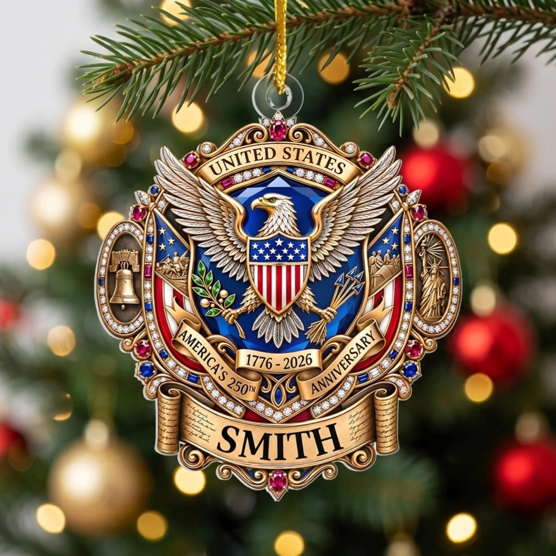 E Pluribus Unum 250Th Anniversary Personalized Acrylic Ornament Custom Family Patriotic Christmas Ornament America 250Th Birthday Tree Decoration Usa Anniversary Gift 2026