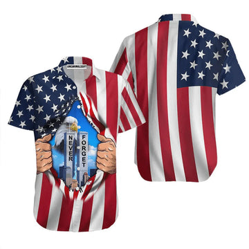 Eagle American Flag Twin Towers Patriot Day Aloha Hawaiian Shirts For Men Women, 4th Of July Gift For Summer, Friend, Family, Independence Day