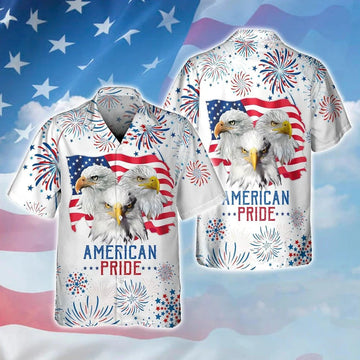 Eagle American Pride Aloha Hawaiian Shirts For Summer, Independence Day Is Coming, Eagle In USA Flag Aloha Hawaiian Shirt For Men Women, 4th Of July