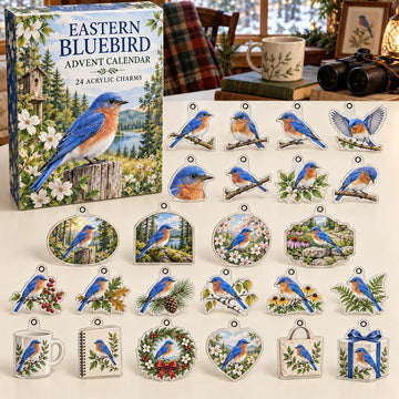 Eastern Bluebird Advent Calendar 2026 - 24-Day Countdown, Acrylic Charms