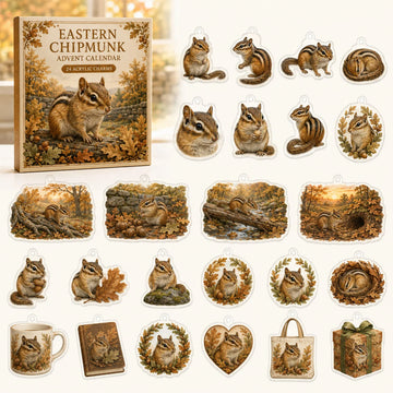 Eastern Chipmunk Advent Calendar 2026 - 24-Day Countdown, Acrylic Charms