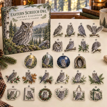 Eastern Screech Owl Advent Calendar 2026 - 24-Day Countdown, Acrylic Charms