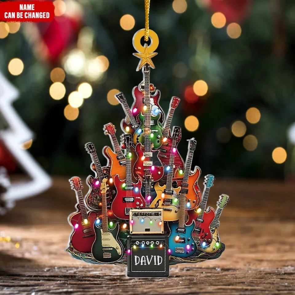 Electric Guitar Personalized Acrylic Ornament Guitar Christmas Ornament Guitar Xmas Decor