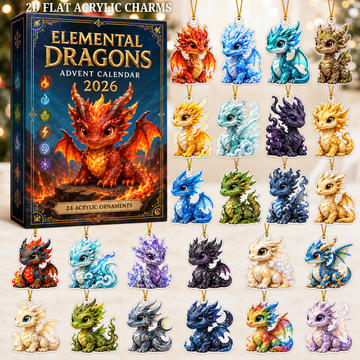 Elemental Dragons Advent Calendar 2026 24 Day Festive Countdown Acrylic Charms Blind Box Gift For Dragon Lovers