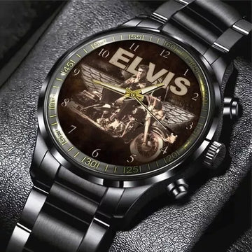Elvis Presley x Harley--__Davidson Black Stainless Steel Watch