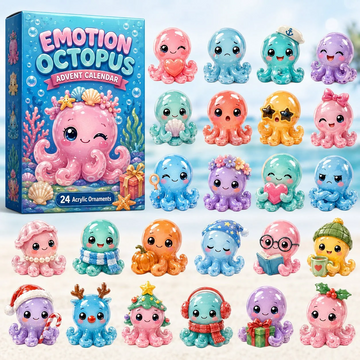 Emotion Octopus Advent Calendar 2026 - 24-Day Countdown, Acrylic Charms Every Day Bring New Suprises