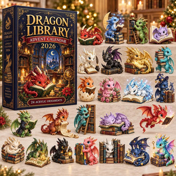Enchanted Dragon Library Advent Calendar 2026 - 24-Day Countdown, Acrylic Charms