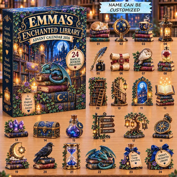 Enchanted Library Advent Calendar 2026 - 24-Day Countdown, Acrylic Charms