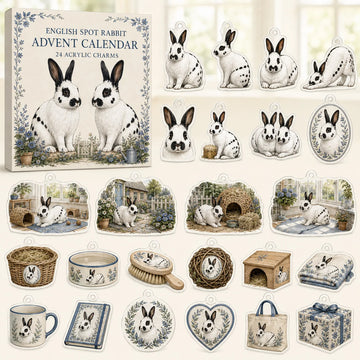 English Spot Rabbit Advent Calendar 2026 - 24-Day Countdown, Acrylic Charms