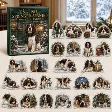 English Springer Spaniel Winter Advent Calendar 2026 - 24-Day Countdown, Acrylic Charms