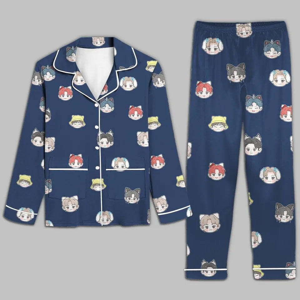 Enhypen Pajama Set, Heeseung Jay Jake Sunghoon Sunoo Jungwon Niki Christmas Pajamas, Kpop Pajama Set, Merry Christmas Pajamas