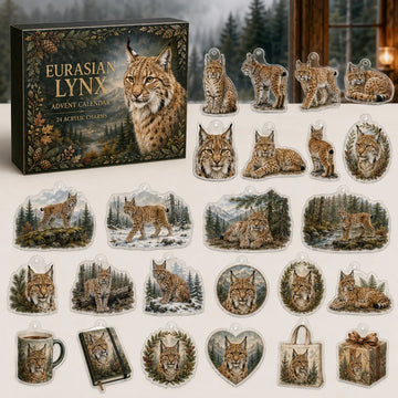 Eurasian Lynx Advent Calendar 2026 - 24-Day Countdown, Acrylic Charms