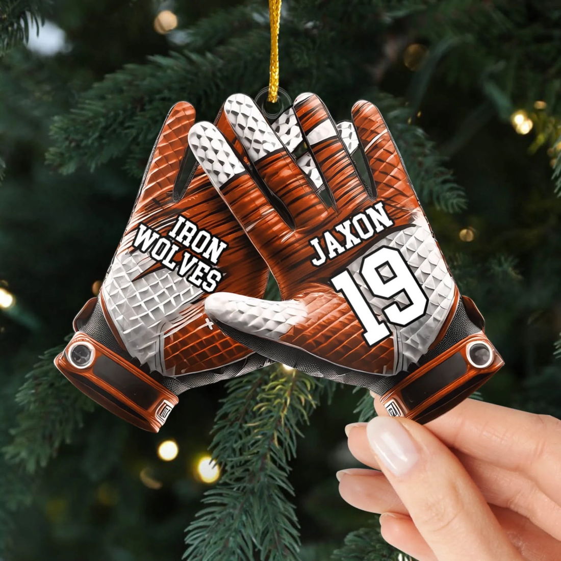 Every Catch Tells A Story Football Gloves Personalized Acrylic Ornament Football Gift With Custom Name And Number