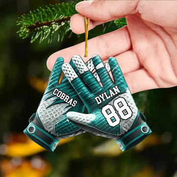 Every Catch Tells A Story Football Gloves Personalized Acrylic Ornament Football Gift With Custom Name And Number