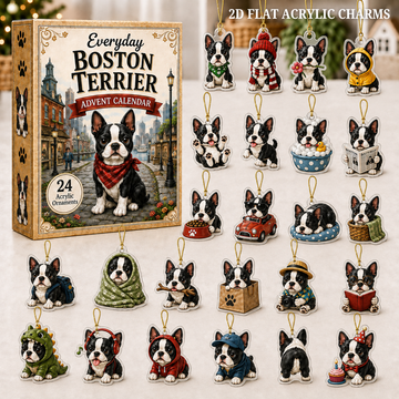 Everyday Boston Terrier Advent Calendar 2026 24 Day Festive Countdown Acrylic Charms Blind Box Gift For Boston Terrier Lovers
