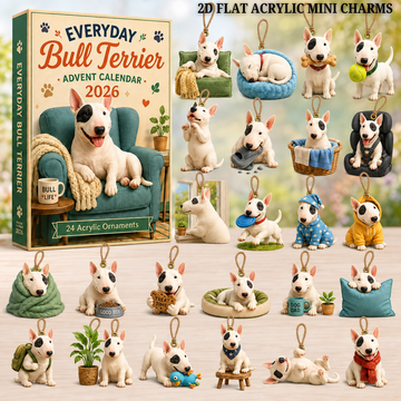 Everyday Bull Terrier Advent Calendar 2026 24 Day Festive Countdown Acrylic Charms Blind Box Gift For Bull Terrier Lovers