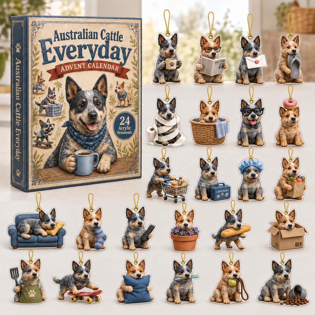 Everyday Cattle Dog Advent Calendar 2026 24 Day Festive Countdown Acrylic Charms Blind Box Gift For Dog Lovers