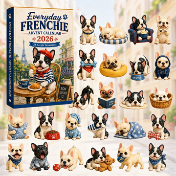 Everyday Frenchie Advent Calendar 2026 - 24-Day Countdown, Acrylic Charms Every Day Bring New Suprises