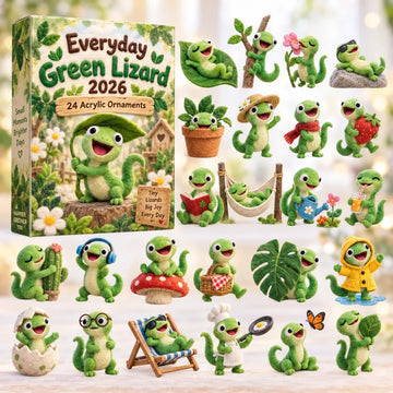 Everyday Green Lizard Advent Calendar 2026 - 24-Day Countdown, Acrylic Charms