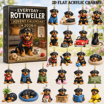 Everyday Rottweiler Advent Calendar 2026 24 Day Festive Countdown Acrylic Charms Blind Box Gift For Rottweiler Lovers