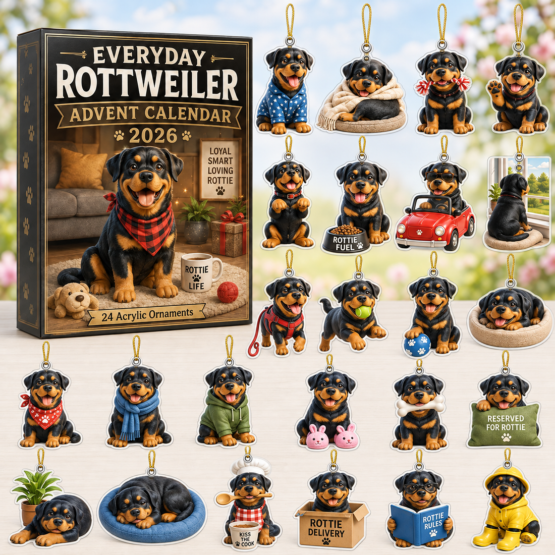 Everyday Rottweiler Advent Calendar 2026 24 Day Festive Countdown Acrylic Charms Blind Box Gift For Rottweiler Lovers