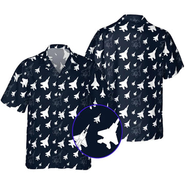 F-15 Fighter Jet Air Force Men's Hawaiian Shirt, Military Aircraft Hawaiian Shirt For Pilot HE0372
