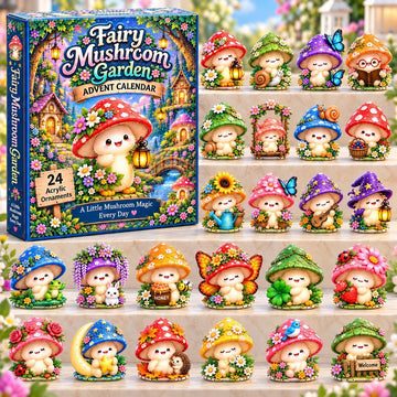 Fairy Mushroom Garden Advent Calendar 2026 - 24-Day Countdown, Acrylic Charms