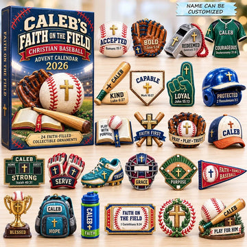 Faith And Baseball Advent Calendar 2026 - 24-Day Countdown, Acrylic Charms