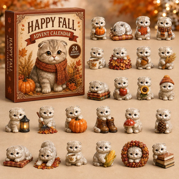 Fall Scottish Cat Advent Calendar 2026 - 24-Day Countdown, Acrylic Charms Every Day Bring New Suprises