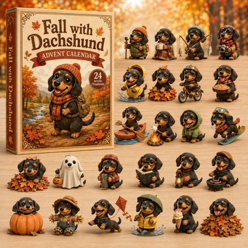Fall With Dachshund Advent Calendar 2026 - 24-Day Countdown, Acrylic Charms Every Day Bring New Suprises
