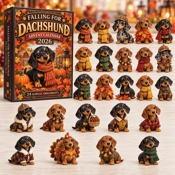Falling For Dachshund Advent Calendar 2026 - 24-Day Countdown, Acrylic Charms