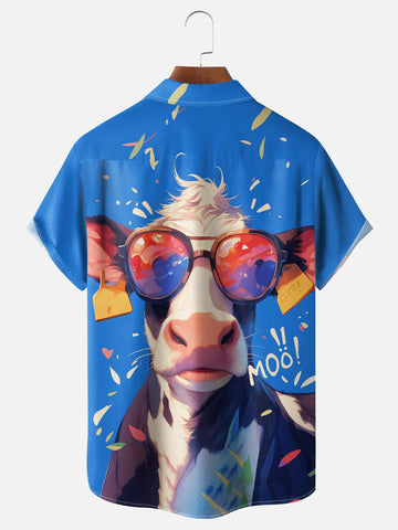 Fancy Cow Chest Pocket Hawaiian Shirt