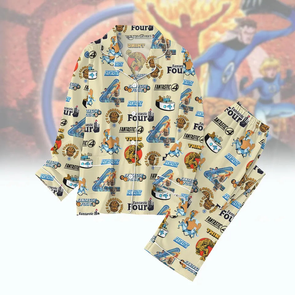 Fantastic Four First Steps Pajamas Set, Fantastic Four Character Women Pajamas, Fantastic 4 Holiday Pajamas, Marvel Pajamas Christmas