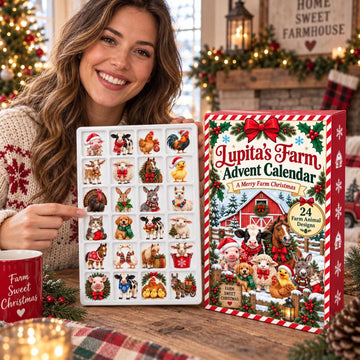 Farm Animal Advent Calendar Personalized Christmas Countdown Box Red Paper And Acrylic