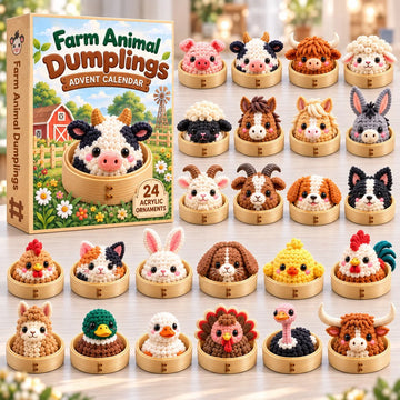 Farm Animal Dumpling advent calendar 2026 - 24-Day Countdown, Acrylic Charms